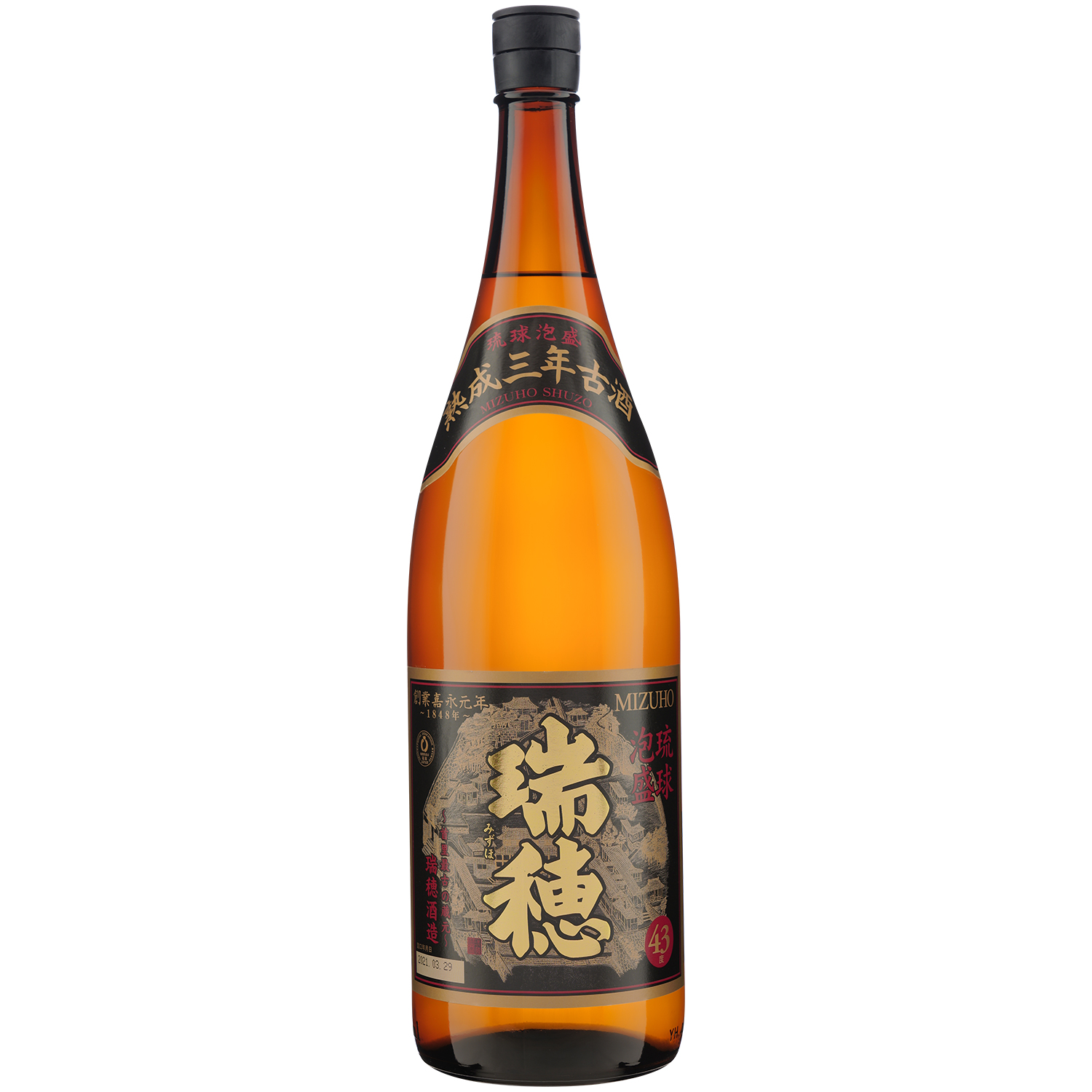 琉球泡盛 瑞穂 熟成三年古酒 43度 1,800ml（一升瓶） | 瑞穂酒造